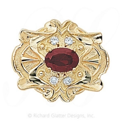 GS404 PT/D - 14 Karat Gold Slide with Pink Tourmaline center and Diamond accents 
